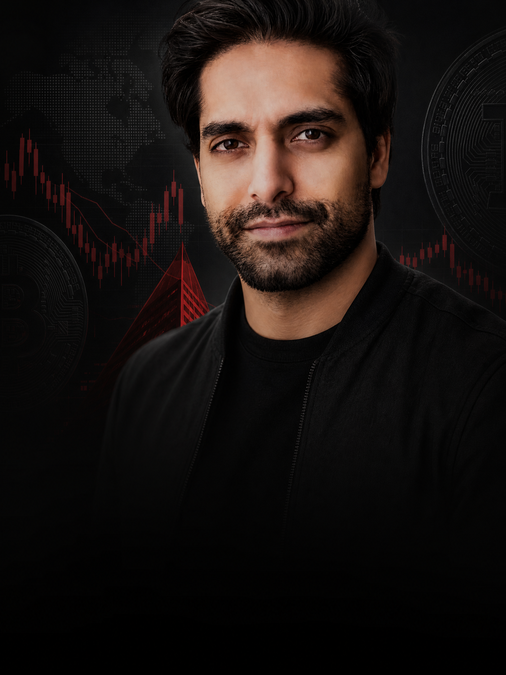 TousiTV presenter beside digital-asset market imagery